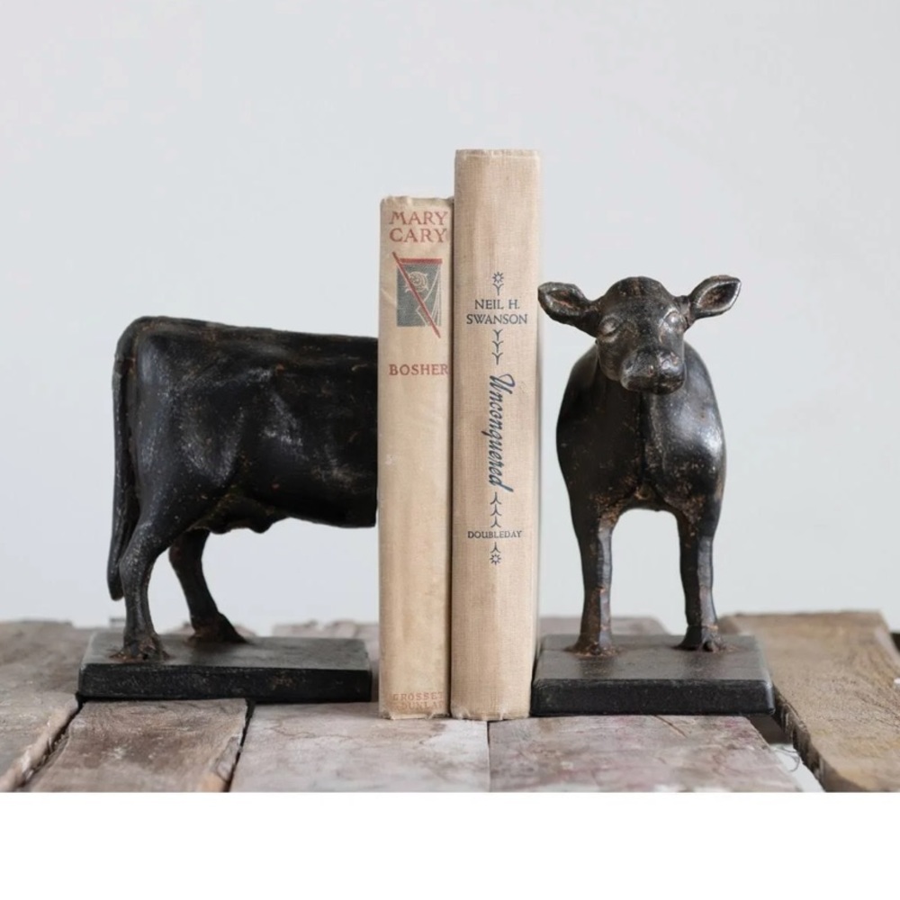 BRAND NEW- Creative co-op Cast Iron Cow bookends